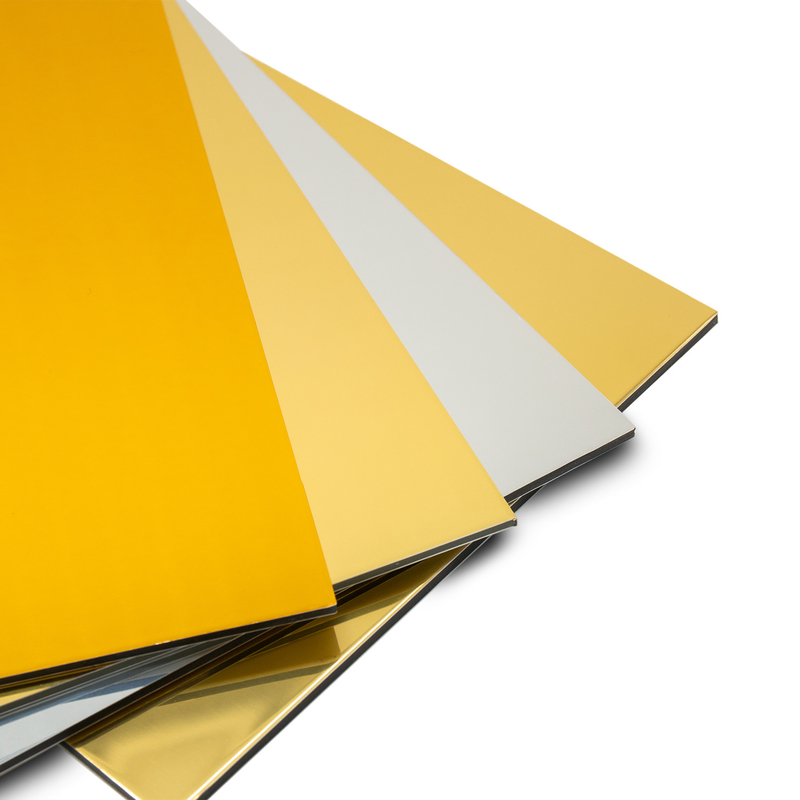 Panneau composite en aluminium miroir de 0,1 mm certifié SGS avec noyau de polyéthylène revêtu de PVDF